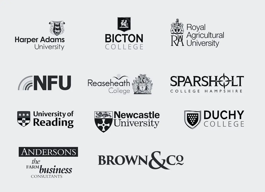 Logos of AG-HAND supporting organizations and partners including farming associations and agricultural businesses